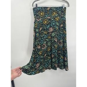 Whimsigoth Lularoe Azure Skirt Hi Low Stretch Dark Floral Fairy Grunge Medium